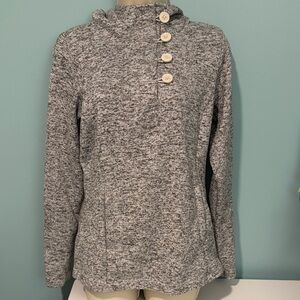 Columbia Darling Days Hoodie Women's Medium Heather Gray Buttons AL1512